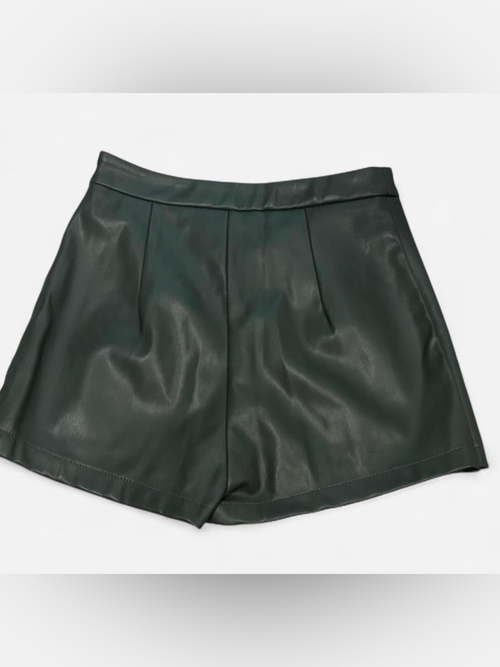 Kirious Olive Green Faux Leather Skort Size Small | high waist pleather chic - Picture 7 of 10